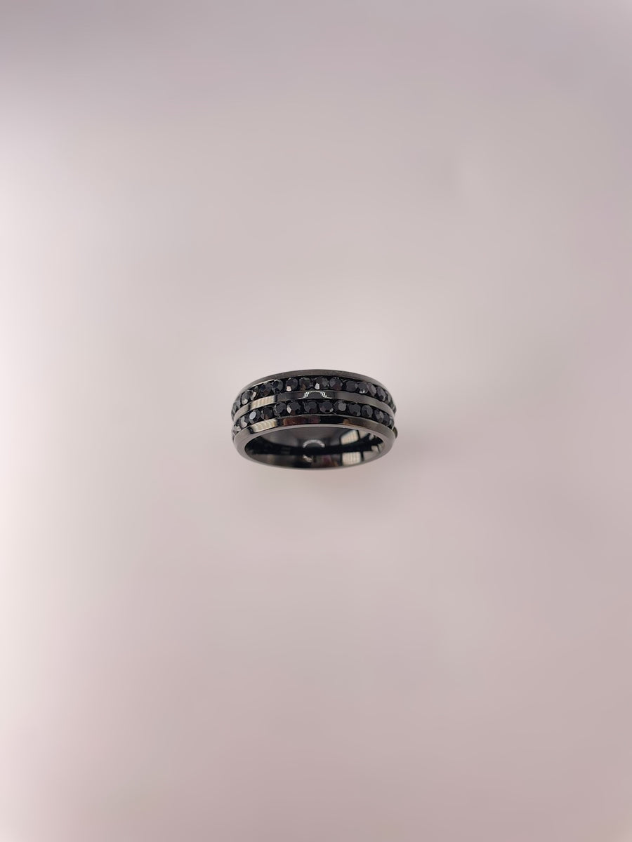 Iced Gemstone Ring (Black)