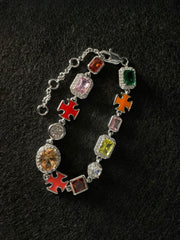 Gemstone Cross Bracelet (Silver)