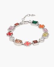 Gemstone Cross Bracelet (Silver)
