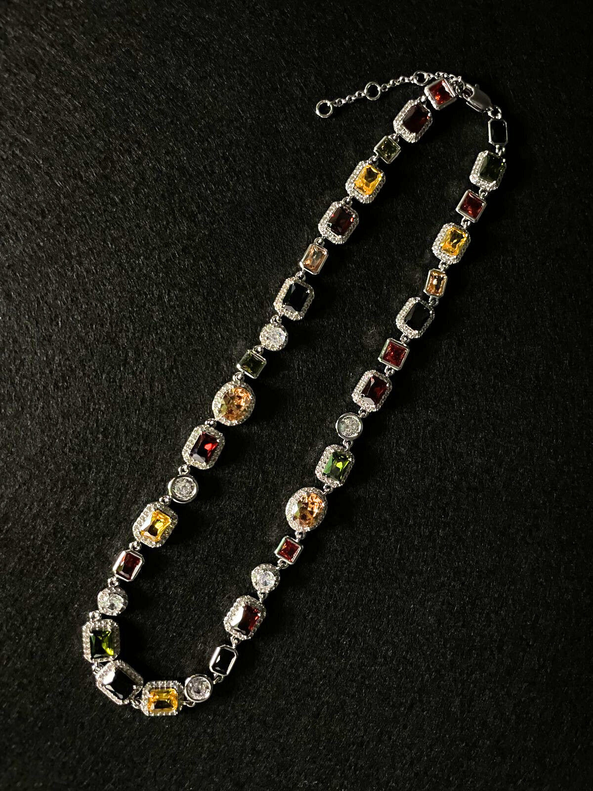 Gemstone Necklace (Silver)